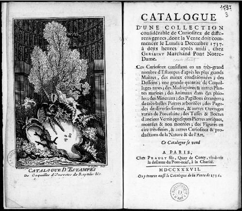 Catalogue d'une collection considérable de curiosités de différents genres [...] : [vente du 2 décembre 1737]