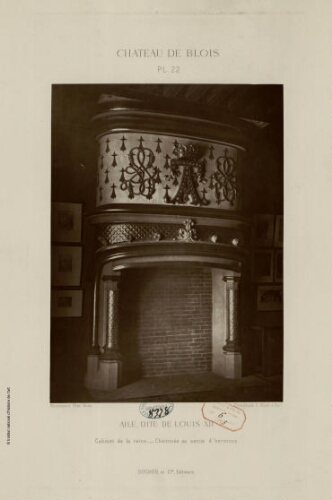 Château de Blois, Pl.22 : Aile dite Louis XII, Cabinet de la reine, cheminée au semis d'hermines