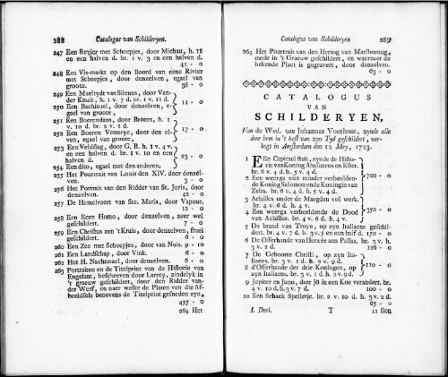 Catalogus van Schilderyen van de Wed. van Johannes Voorhout [...] : [vente du 12 mai 1723]