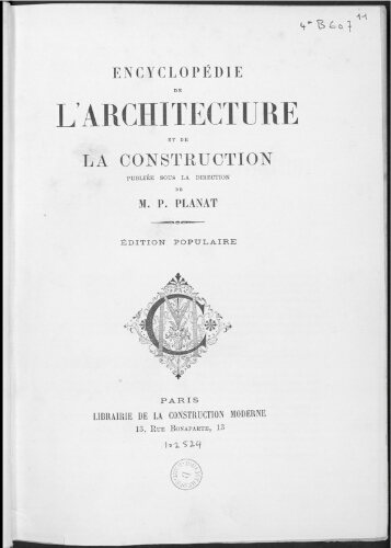 Encyclopédie de l'architecture et de la construction. NA - RE